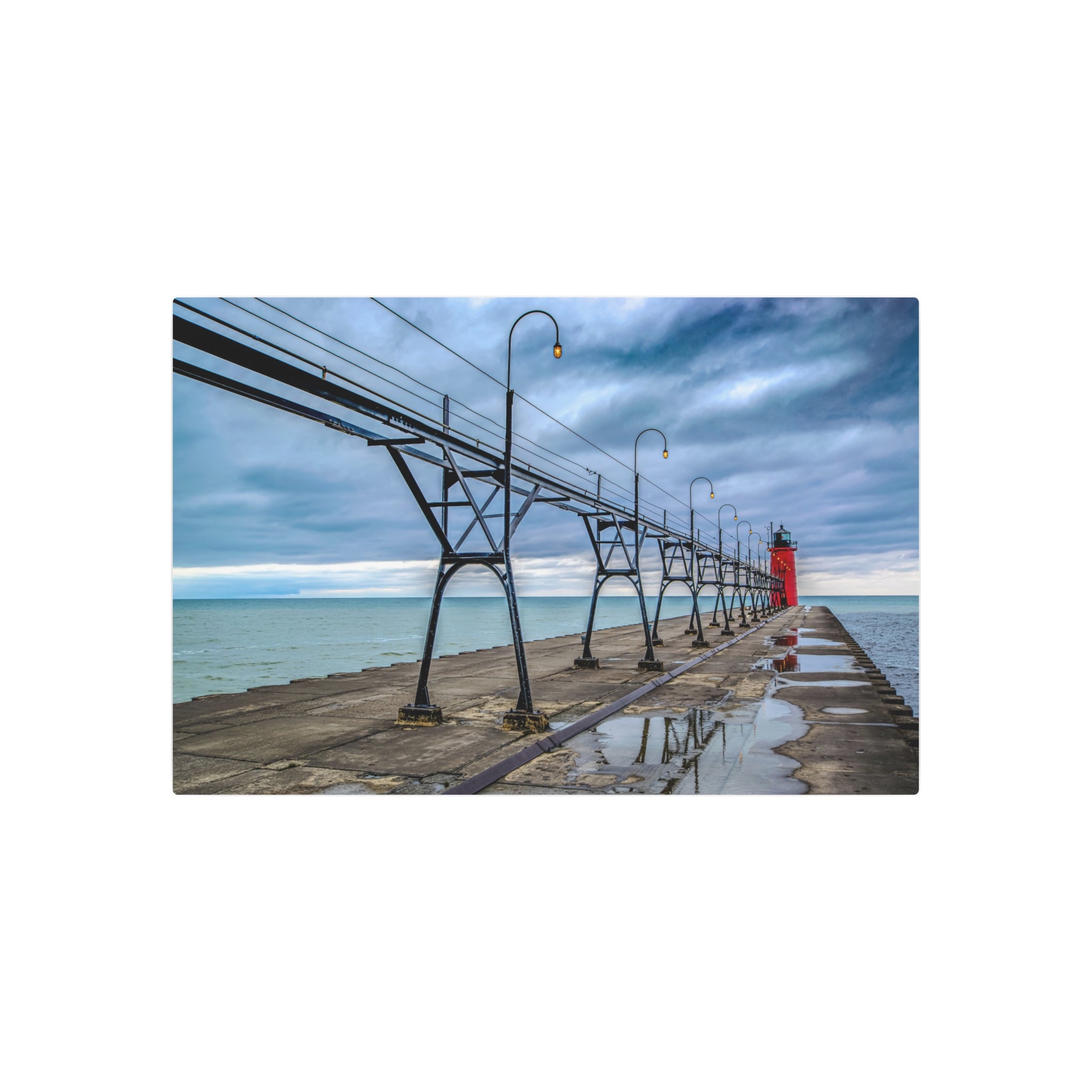 Lighthouse Pier Metal Art Sign – Coastal Seascape Wall Decor