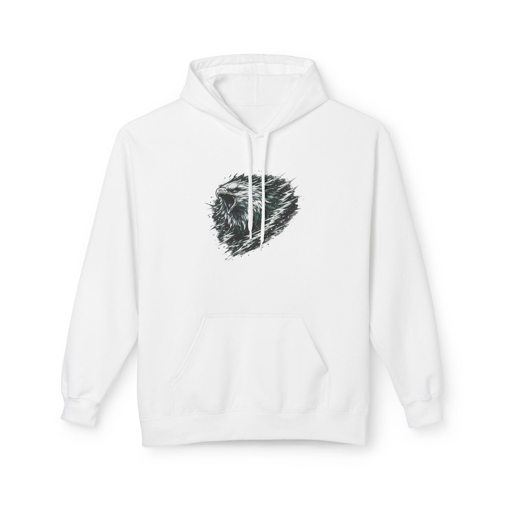 Abstract Eagle Brushstroke Heart Hoodie — Minimal Artistic Pullover