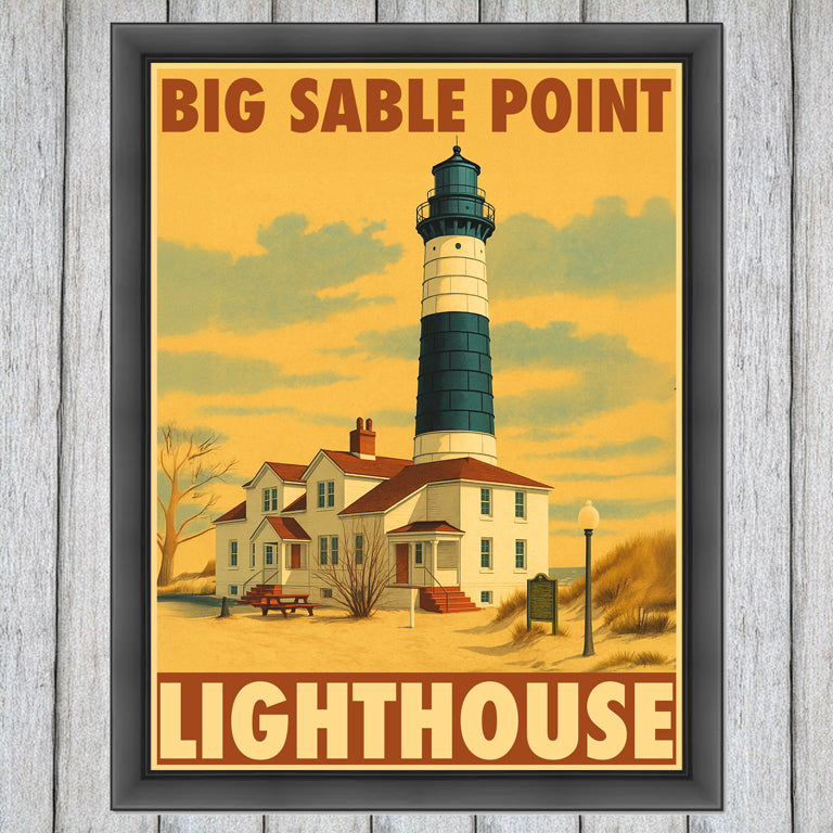 Big Sable Point Lighthouse Fine Art Poster — Vintage Travel Print