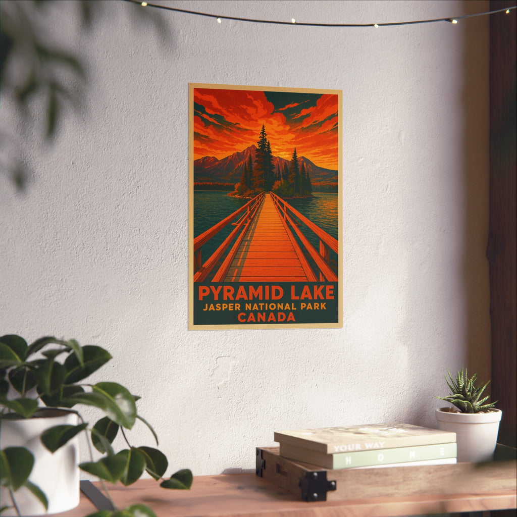 Pyramid Lake Retro Poster
