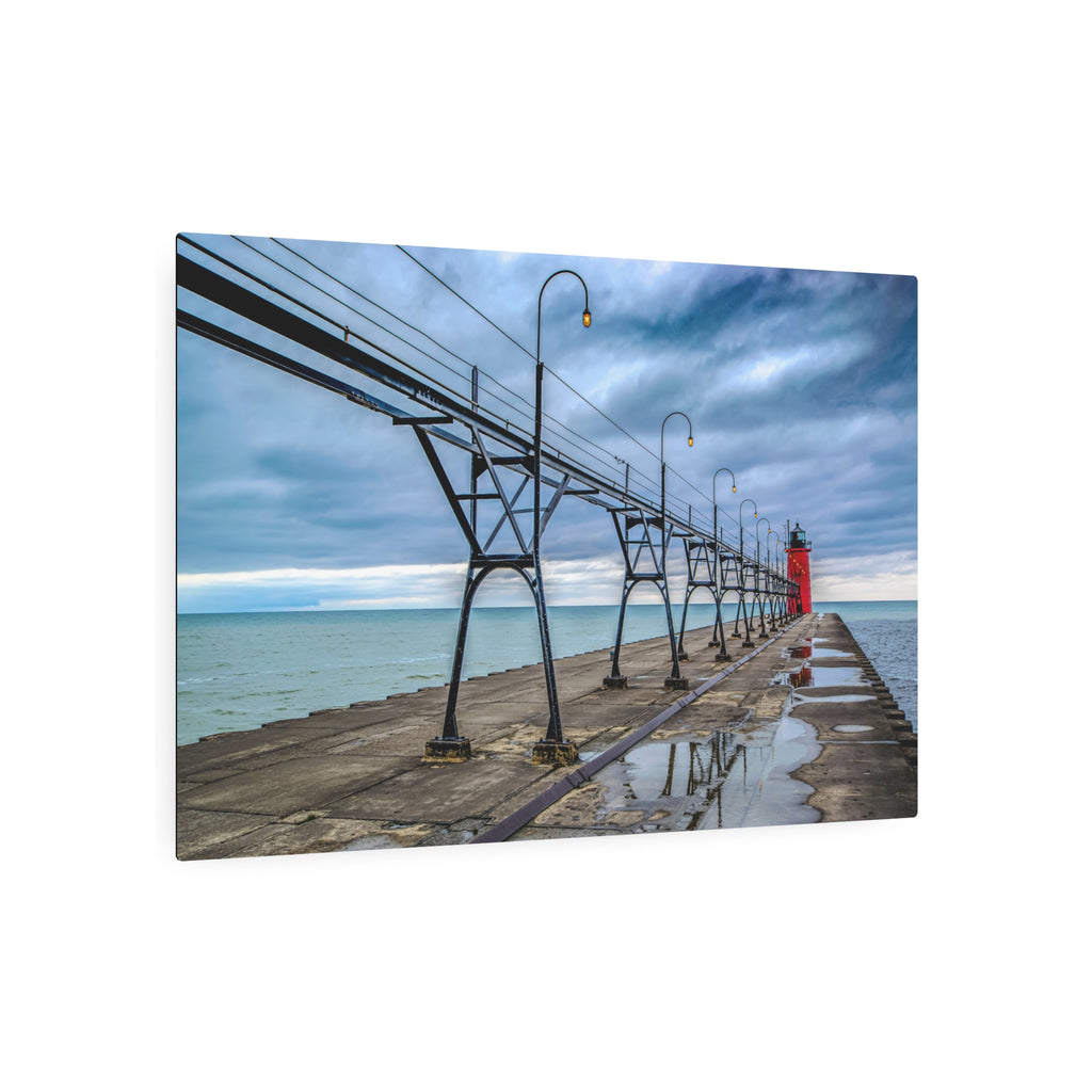Lighthouse Pier Metal Art Sign – Coastal Seascape Wall Decor